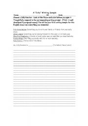 English worksheet: 1st Day Writing Sample