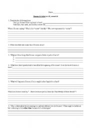 English worksheet: Romeo and Juliet Act 2, scene i-ii  Comprehension Questions