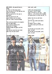 English Worksheet: Bon Jovi - We werent born to follow