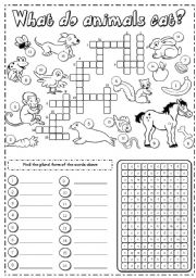 English Worksheet: What do animals eat?