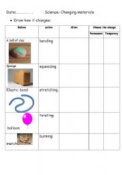 English Worksheet: changing materials