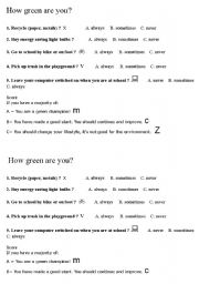 English Worksheet: Quiz: How green are you?