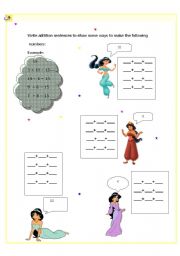 English worksheet: addition sentences