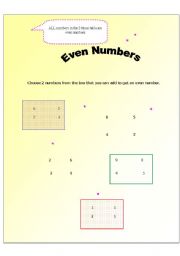 English worksheet: Even numbers