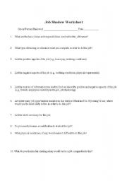 virtual job shadow worksheet