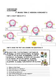English Worksheet: TIMES AND PRESENT SIMPLE