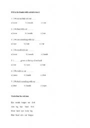 English worksheet: worksheet for body parts