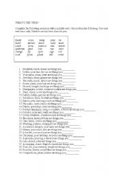 English worksheet: Whats the verb?