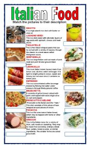 English Worksheet: (set 8/8) ITALIAN FOOD