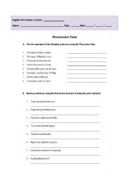 English Worksheet: Possessive Case