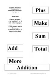 English worksheet: Maths Vocabulary Sorting Activity