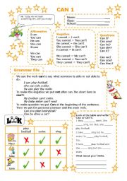 English Worksheet: CAN 1