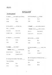 English worksheet:  to be in present