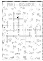 English Worksheet: FOOD - CROSSWORD