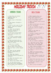 English Worksheet: Holiday Trivia