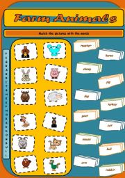 English Worksheet: Farm Animals Matching