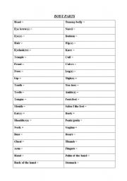 English worksheet: the body