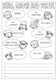 English Worksheet: Read, match and write.