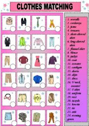 English Worksheet: clothes matching