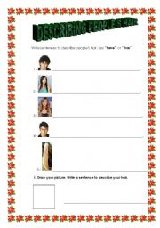 English worksheet: DESCRIBING PEOPLES HAIR