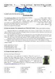 English Worksheet: test: planet earth