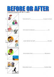English Worksheet: BEFORE OR AFTER