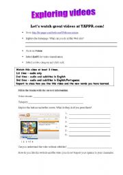 English Worksheet: Exploring videos in Enlgish at all levels