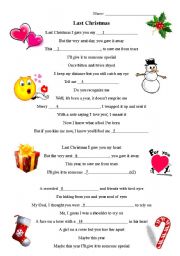 English Worksheet: Last Christmas fill in the blanks