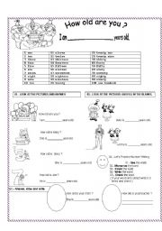 English Worksheet: How old are you ?