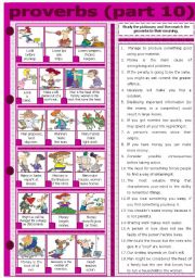 English Worksheet: PROVERBS - PART 10