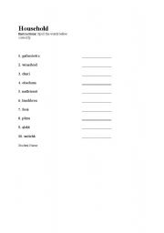 English Worksheet: Unscramble Household