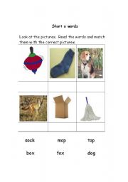 English worksheet: Short o words