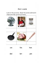 English worksheet: Short a words