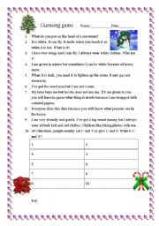 English worksheet: Christmas riddle