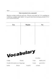 English Worksheet: What do you look for in a community?