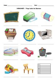 English Worksheet: school things