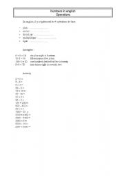 English worksheet: operations