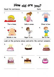 English Worksheet: How old are you?