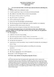 English Worksheet: paragraph wtiting 