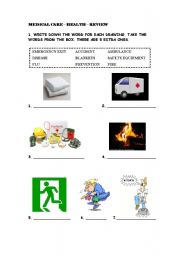 English Worksheet: HEALTH AND MEDICAL CARE REVIEW