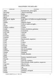 English Worksheet: A more complete Halloween vocabulary
