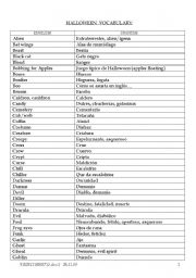 English worksheet: A more complete Halloween vocabulary