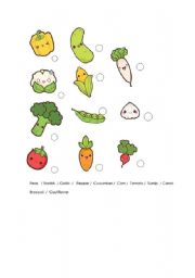 English worksheet: Vegetables - Match Veggies with words