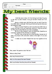 English Worksheet: My best friend