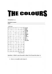 English worksheet: the colours