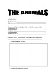 English worksheet: the animals