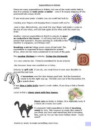 English Worksheet: Superstitions in Britain