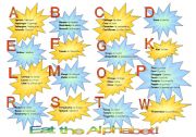 English worksheet: Eating the Alphabet! (or most of it, not all letters included)