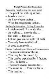 English Worksheet: Useful Phrases for Discussions  - OHT