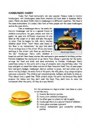 English Worksheet: hamburger harry